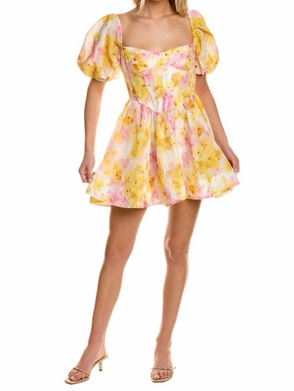 BARDOT
Kiah Floral Print Corset Puff Sleeve Minidress In Pink - Picture 6 of 9